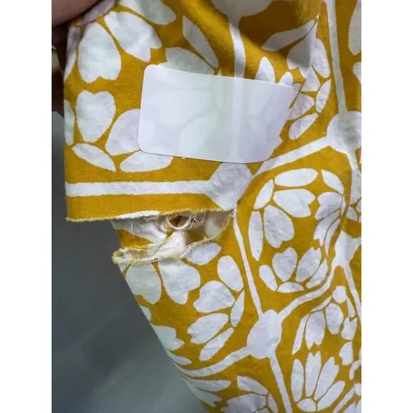 Rebecca Taylor NYC Yellow Floral Wide Leg Jumpsuit Size 8 with Fabric Tear - Picture 8 of 9